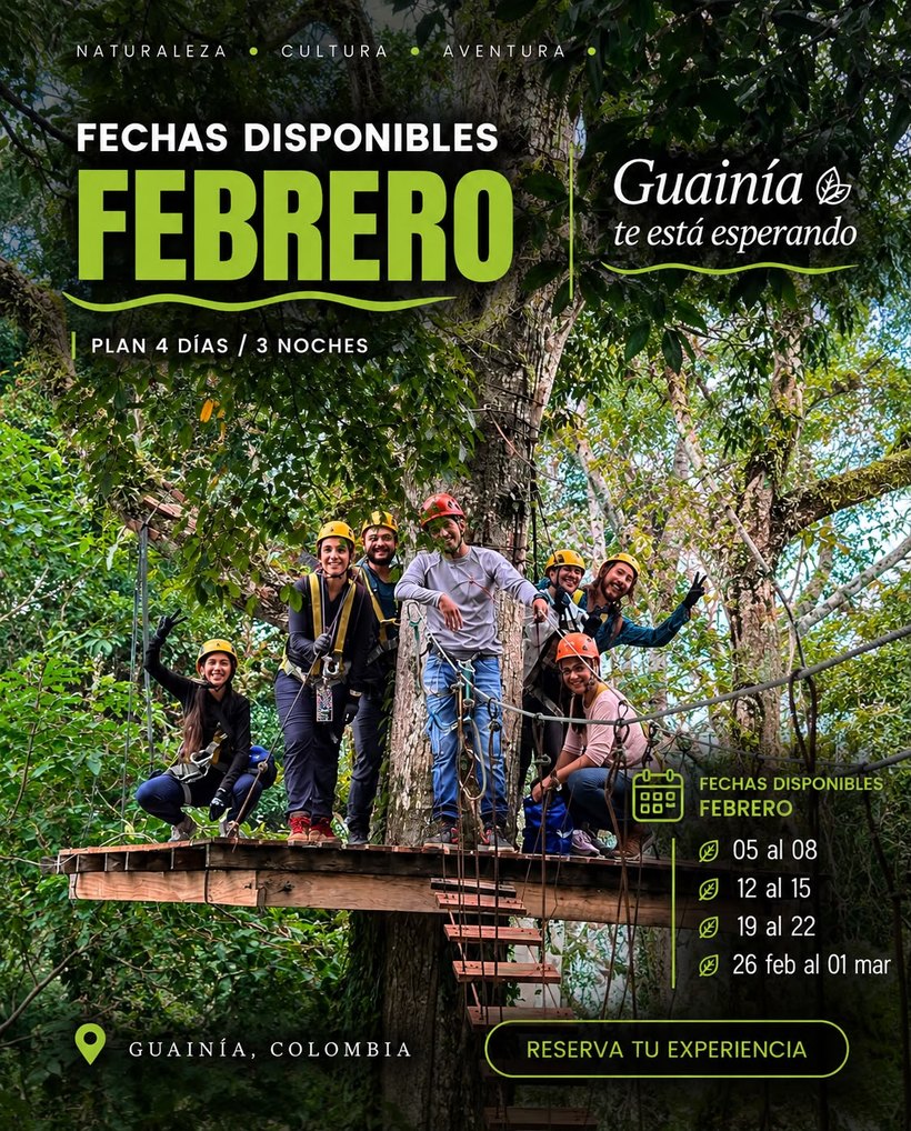 Fechas disponibles febrero para los Cerros de Mavicure, Guainía: 05-08, 12-15, 19-22, 26 feb-01 mar